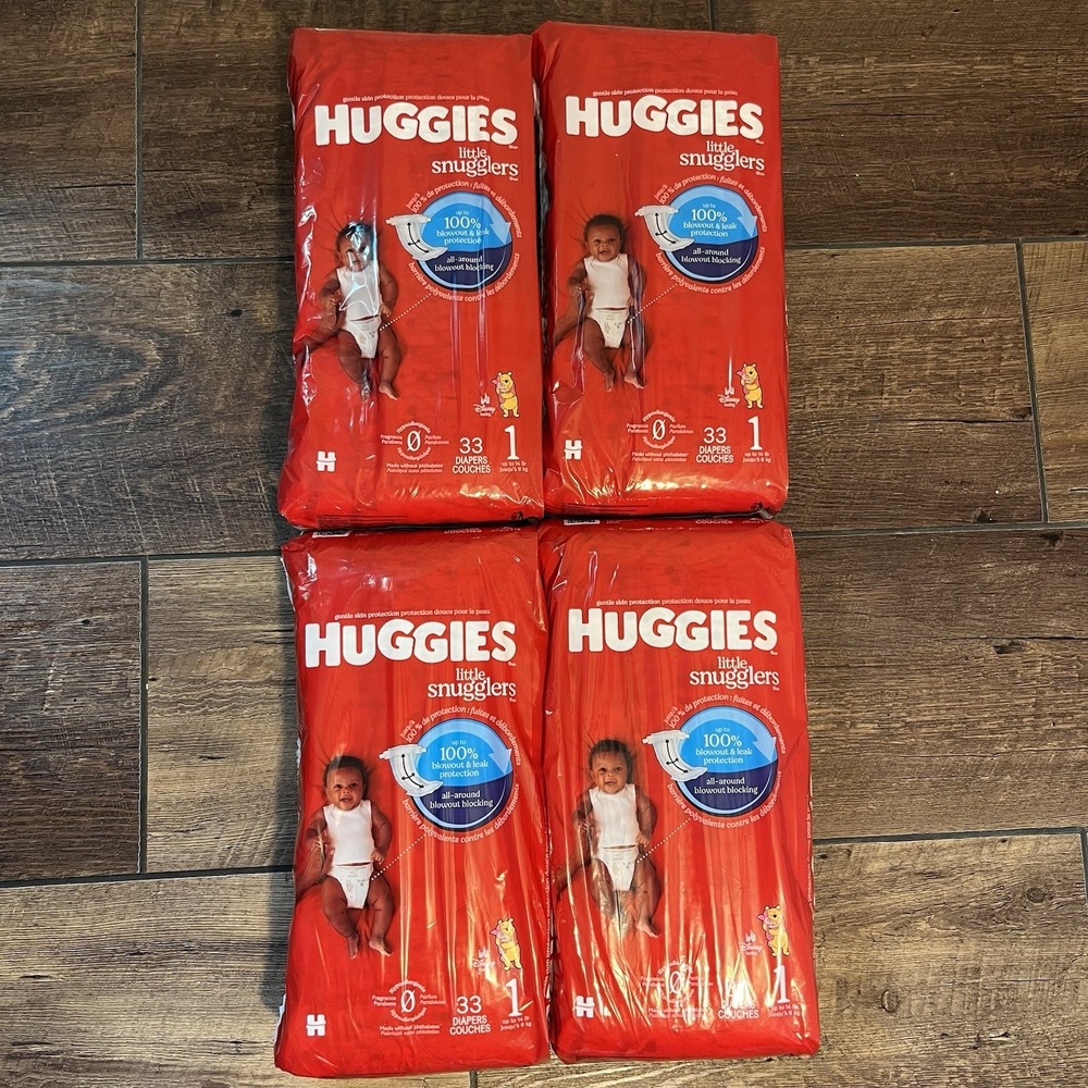 Huggies Little Snugglers Baby Diapers Size 1 Winnie the Pooh 33ct  Lot of 4